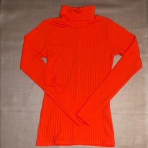 PRETTYLITTLETHING NEON ORANGE RIBBED TURTLENECK